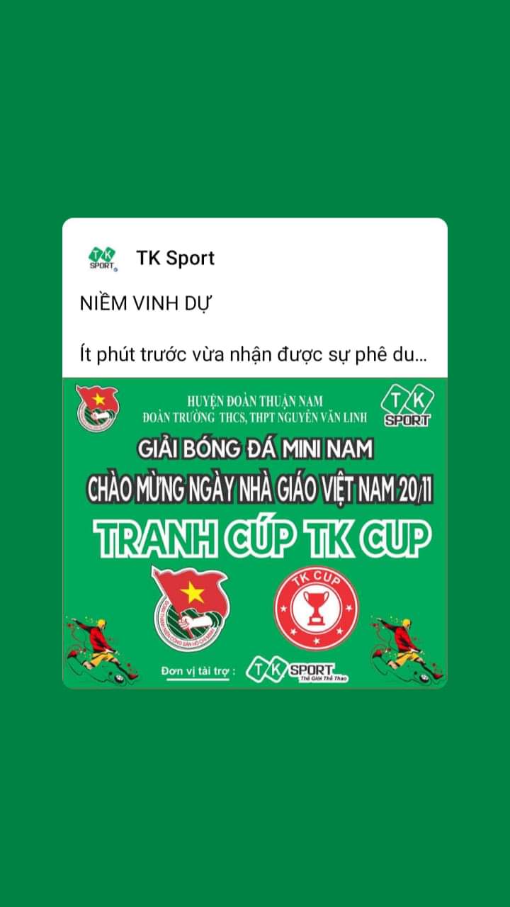 GIẢI BÓNG ĐÁ MINI NAM TRANH CÚP TK CÚP TRƯỜNG THCS, THPT NGUYỄN VĂN LINH